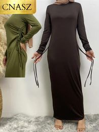 Etnische kleding Abaya Moslim Ramadan Islamitische elastische taillebandjes aan beide zijden van de taille Saoedi -vrouwen avondjurk Morrocan Kaftan