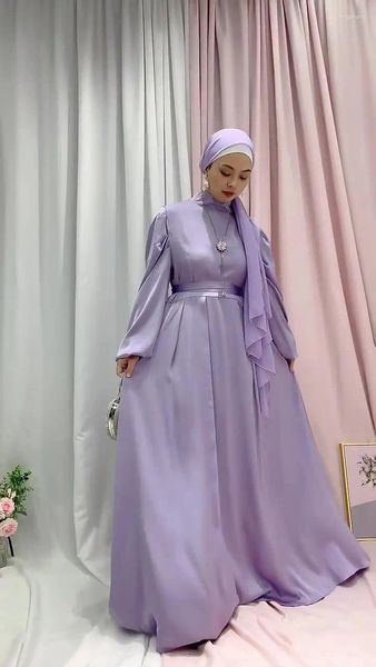 Ropa étnica Abaya Vestido de mujer musulmana Moda Corsé suave Túnica de Oriente Medio Dubai Satén Falda larga de sardina de alta densidad