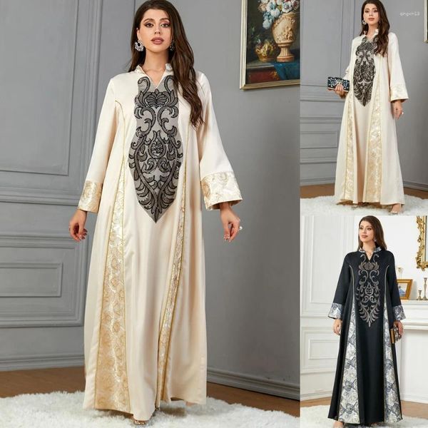 Vêtements ethniques Abaya Femmes musulmanes Longue robe de soirée à paillettes Eid Ramadan Mode Marocaine Caftan Islamique