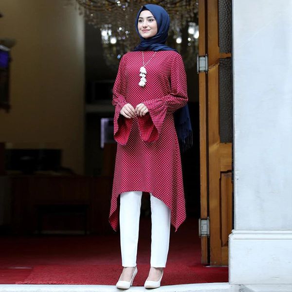 Ropa étnica Abaya Mujeres musulmanas Top Falda corta irregular Kimono árabe Estilo nacional turco Manga larga Vestido de Ramadán islámico