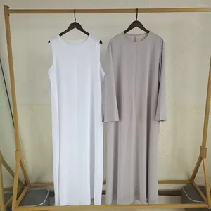 Etnische kleding abaya tweedelige set Dubai Turkse witte binnenjurk voor abaya's moslimvrouwen Afrikaanse kaftan gewaad Ramadan Eid losse islamitische