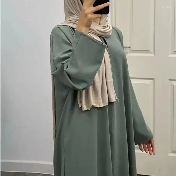 Vêtements ethniques Abaya sous la robe à manches longues avec poches de haute qualité Jazz Crêpe EID Femmes musulmanes Basic Solid Modest Maxi Islamique
