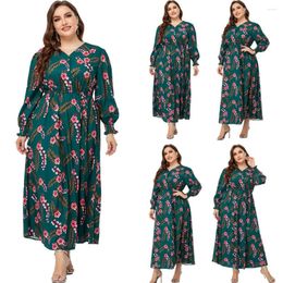 Vêtements ethniques Abaya Vintage Floral Imprimer Longue Robe Femmes Musulman Islamique Turquie Moyen-Orient Dubaï Élégant Arabe Kaftan Ramadan