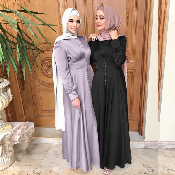 Vêtement Ethnique Abaya Femme Dubai Luxe Satin Lisse Longue Robe Musulmane Femme Caftan Marocain Soirée Arabe Jalabiyat Femme Ramadan