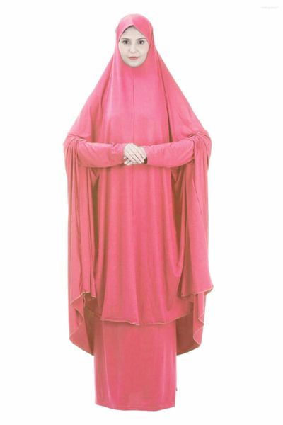 Ropa étnica Abaya mujeres Jilbab Khimar Islam Ramadán vestido musulmán Djellaba Femme Jilbeb Niqab 2 uds ropa de oración Hijab túnica Musulmane