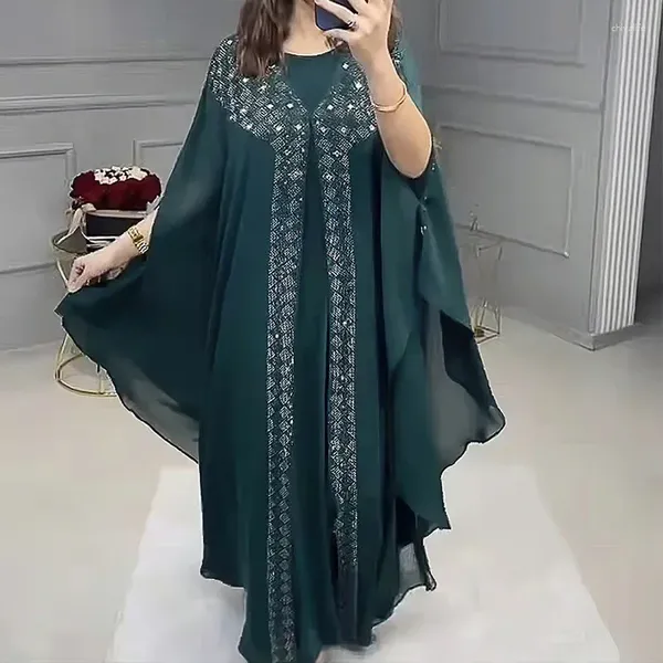 Vêtements ethniques Abayas Femme Ramadan Dubaï Robe musulmane 2 pièces Ensembles Femmes Luxe Kaftan Islam Kimono Robe Caftan Marocain Robe de soirée 2024