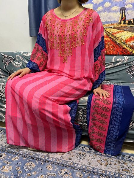 Vêtements ethniques Abayas pour femmes Dubaï 2023 Imprimer Perles en mousseline de soie Jilbab Ensemble de mode musulmane 3 pièces en vrac Femme Robe avec robe intérieure Foulard