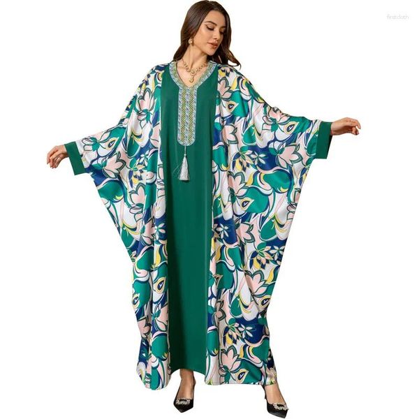 Vêtements ethniques Abayas pour femmes Dubaï élégant manches chauve-souris longues robes de soirée Ramadan Diamand Kaftan Abaya robe vêtements musulmans