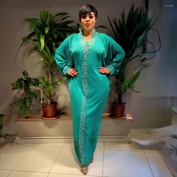 Ropa étnica Abayas para mujeres Dubai Cuentas de diamantes de lujo Boubou Musulmán Manga de murciélago Caftan Marocain Vestidos de fiesta de noche Ropa africana