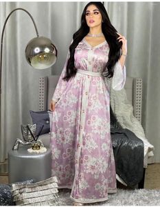 Vêtements ethniques Abayas Femmes Turc Floral Imprimé Robe Musulmane À Lacets Ramadan Islamique Kuftan Dubaï Longue Robe Big Swing Hijab Robes