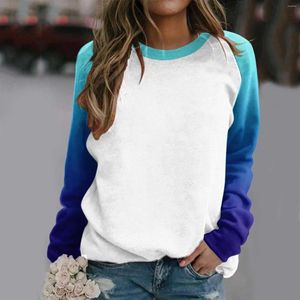 Vêtements ethniques Femmes actives Chemisier cadeau pour Raglan Crewneck Tops Dégradé Solide Sweat-shirts Top à manches longues Pack Teen Girl Chemises