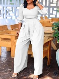 Vêtements ethniques Afrique Vêtements pour femmes Combinaison Globale Automne Lâche Droite Large Jambe Combinaisons Élégante Une Pièce Tenues Blanc Barboteuse