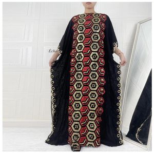 Vêtements ethniques Afrique Style Abaya Long Dashiki Diamond Twin Couleur Bonbou Vêtements Robe noire avec écharpe Robe musulmane en vrac pour dame africaine