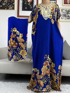 Vêtements ethniques Abaya africaine Vêtements pour femmes Impression florale Dashiki Robe décontractée à manches courtes avec foulard Maxi Robe longue Vestidos 230425