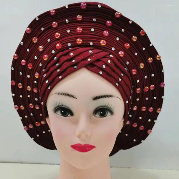 Ropa étnica Africano Auto Gele Headtie para mujeres Gorra de boda Tradicional Aso Oke Headwear