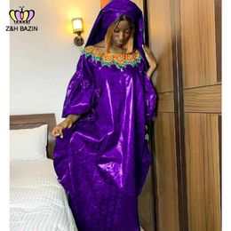 Vêtements ethniques Robes longues riches en bazin africain pour femmes Nigeria Nigéria Médinage traditionnel Basin Riche Robe Femme Cérémonie originale Vêtements T240510