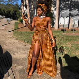 Etnische kleding Afrikaanse kleding 2023 Raad Africaine mode Lange jurk split jurken voor vrouwen Dashiki Print Diy verband Mouwloosheid