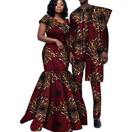 Vêtements ethniques Vêtements africains pour couple femmes longues robes maxi et pantalons hommes combinaisons imprimées tenues de coton fête de mariage wyq556