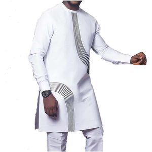 Vêtements ethniques Vêtements africains pour hommes Hommes africains Mode été Dashiki Traditionnel à manches longues Chemises blanches Vêtements africains 230310