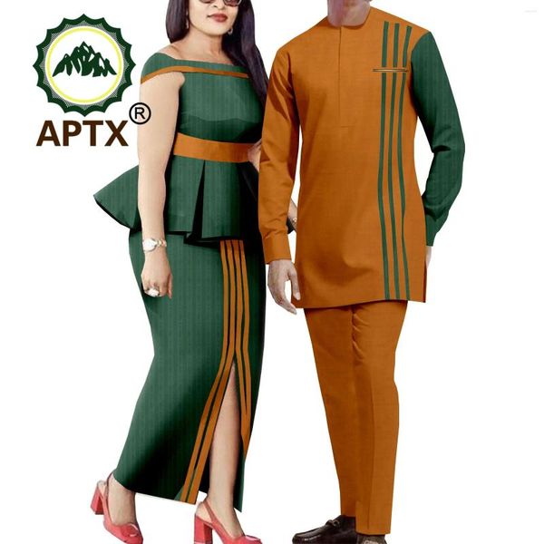 Vêtements ethniques Couple africain Correspondant Tenues Robe de mariée Femmes Sexy Top Jupe Hommes Robe Chemise Pantalon Costume Ensemble Daily Party Love Wear