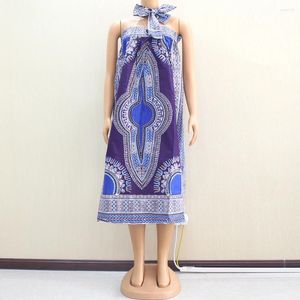 Vêtements ethniques Africain Dashiki traditionnel blanc et bleu motif imprimé violet coton cire tissu pour robes de dame