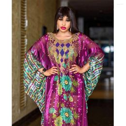 Vêtements ethniques Africain Dashiki Femmes Lâche Maxi Robe Diamants Perles Abaya Dubai Kaftan Robe Marocaine Musulmane Traditionnelle Nigeria Robe