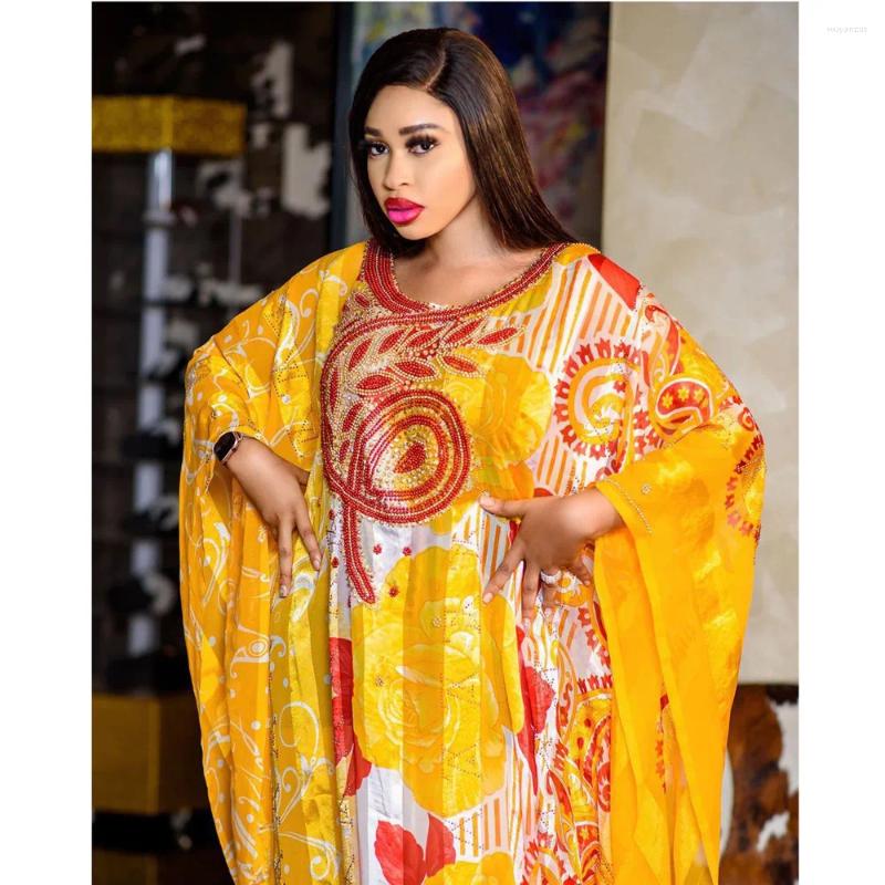 Ethnic Clothing African Dashiki Women Loose Maxi Dress Diamonds Beads Abaya Dubai Kaftan Moroccan Gown Muslim Traditional Nigeria Robe