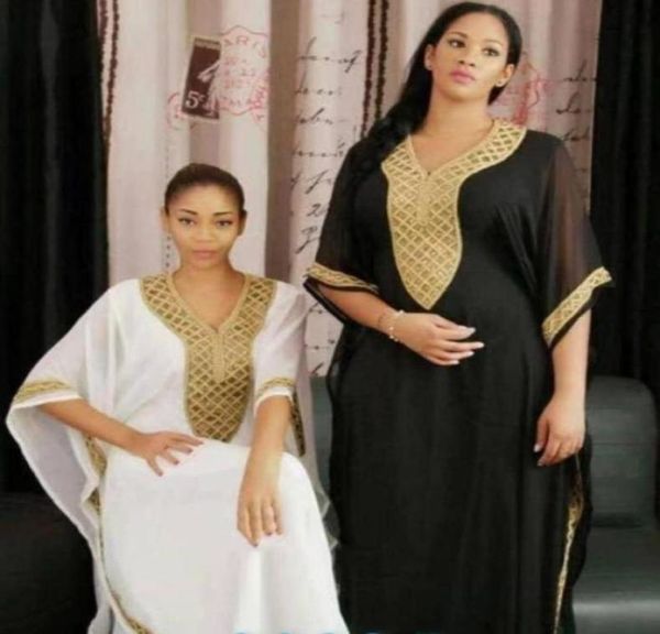 Vêtements ethniques Africain Dashiki Femmes039s Mode Abaya Élégant Tissus En Mousseline De Soie Blanc Noir Dentelle Lâche Longue Robe Taille I96559158726471