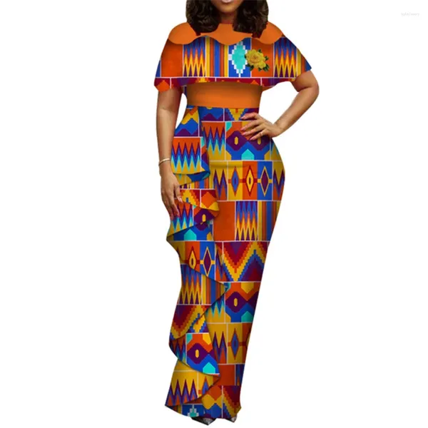 Ropa étnica Vestidos africanos para eventos especiales Bazin Riche Estilo Femme Bodycon Lady Print Wax Plus Tamaño Fiesta Largo Vestido de boda