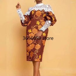 Ethnische kleding Afrikaanse jurken voor vrouwen Polyester Design Dashiki Abaya Bandage Midi Bazin Vintage Robe jurken Afrika Sexy Lady Party Dress