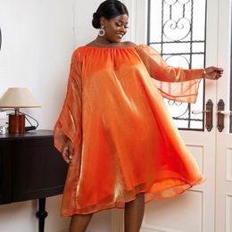 Ropa étnica Vestidos africanos para mujeres Tradicional Longitud de la rodilla África Kanga Moda Fruncido Empalme Vestido de calle suelto
