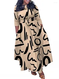 Vêtements ethniques Robes africaines pour femmes Dashiki Mode Afrique Vêtements Automne Hiver Taille haute Imprimer Grande taille Robe élégante Robe Midi