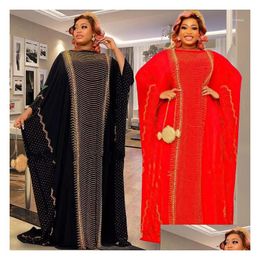 Vêtements ethniques Robes africaines pour femmes Mousseline de soie Diamants Caftan Robe 2023 Dame traditionnelle Abaya Boubou Robe Vêtements Drop Deliver Dh9Vw