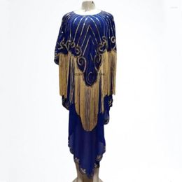 Vêtements ethniques robes africaines pour femmes dames dentelle gland Dashiki Robe Bazin Riche vêtements traditionnels Headtie 2023 tenue Robe