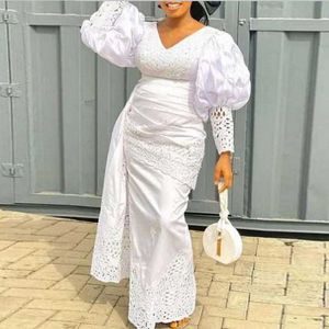 Etnische kleding Afrikaanse jurken voor vrouwen witte elegante moslimmode abayas dashiki gewaad kaftan lange maxi jurk Marokkaans Turks Afrika