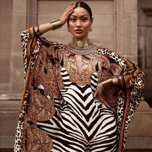 Vêtements ethniques Robes Africaines pour Femmes Plus La Taille Zèbre Imprimé Dashiki Dames Élégantes Robe Musulman Abaya Kaftan Manches Chauve-Souris Vcou Robes 230227