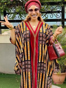 Vêtements ethniques robes africaines pour femmes musulmanes col en V Maxi Femme Robe vêtements traditionnels nigérians mode d'été Abayas Dubai Boubou 230616