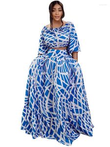 Etnische kleding Afrikaanse jurken voor vrouwen tweedelige rok set afdrukken 2022 crop top maxi rokken pak feest dame matching sets
