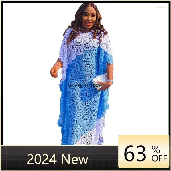 Vêtements ethniques Robes africaines pour femmes élégantes évider la mode musulmane Abayas Dashiki Robe Kaftan longue robe maxi deux pièces 2024