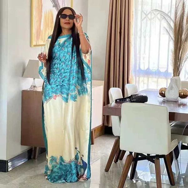 Vêtements ethniques Robes africaines pour femmes traditionnelles femmes musulmanes Hijab Silk Kaftan Maxi Longueur de robe 145 cm x 100 cm Buste Boubou Africain T240510