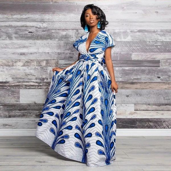Vêtements ethniques Robes africaines pour femmes traditionnelles Maxi DIY Vêtements Mode musulmane Floral Summer Lady Robe longue Nigérian Kanga