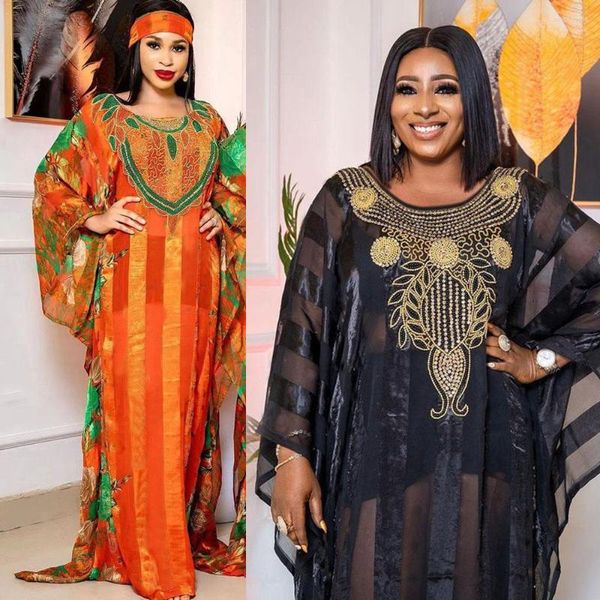 Vêtements Ethniques Robes Africaines Pour Femmes Diamants En Mousseline De Soie Boubou Robe Traditionnelle Lâche Maxi Dashiki Robe Musulmane Caftan Marocain Abaya