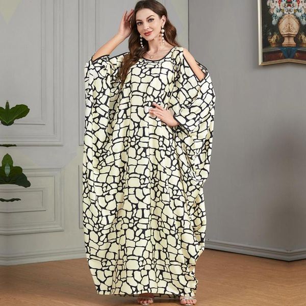 Ethnische Kleidung Afrikanische Kleider für Frauen Elegante Sommer Oansatz Langarm Polyester Druck Kleid Roben Muslimischen Mode Abaya