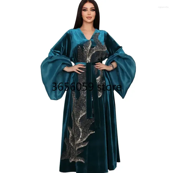 Ropa étnica Vestidos africanos para mujeres Elegante Poliéster Terciopelo Moda musulmana Abayas Dashiki Robe Kaftan Largo Maxi Vestido Turco África