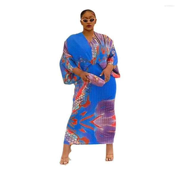 Vêtements ethniques robes africaines pour femmes printemps automne afrique Polyester robe Sexy col en v mince bureau dame fête