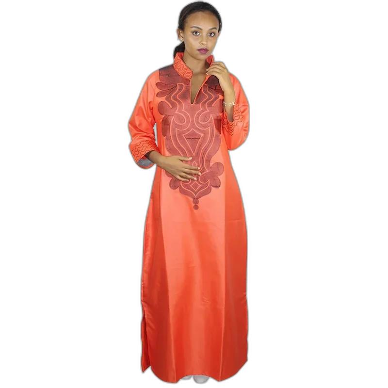 Traditional  Dashiki Bazin Riche Dress for Women - orange ethnic dress