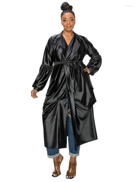 Vêtements ethniques robes africaines Trench femmes vêtements lanterne manches Robe manteau automne couleur unie mode Cardigan longue Robe vestes