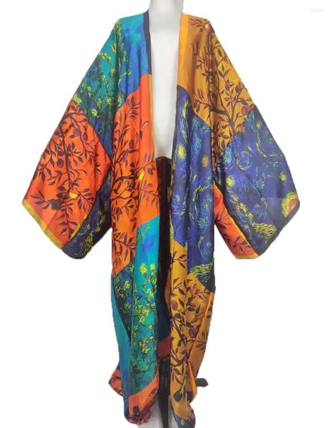 Vêtements ethniques mode africain bohème féminin d'été lâche long cardigans kimonos pour les femmes de maillot de bain décontractées caftan