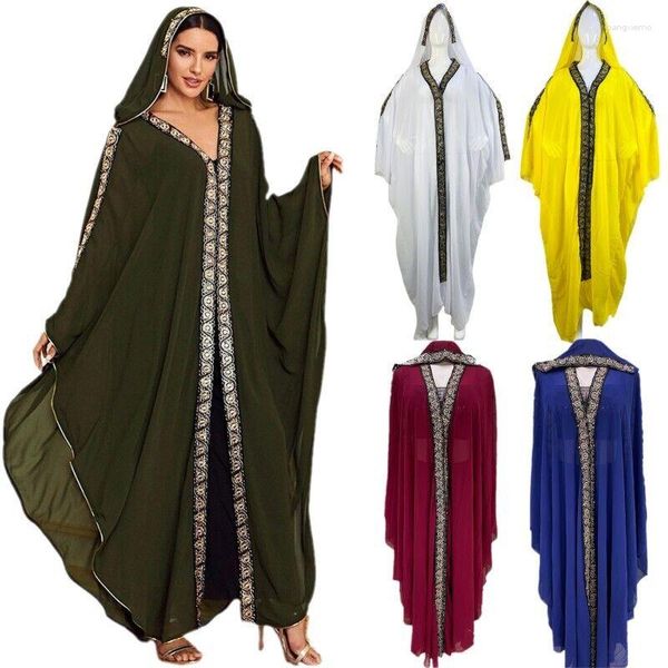 Ropa étnica moda africana caftán suelto con capucha para mujer estilo chales túnica fiesta de lujo vestidos de noche Eid musulmán Abaya Turquía