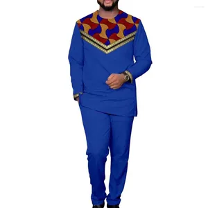 Vêtements ethniques africains pour hommes broderie veste et pantalon 2 pièces ensemble Bazin Riche Kaftan tenues soirée de mariage